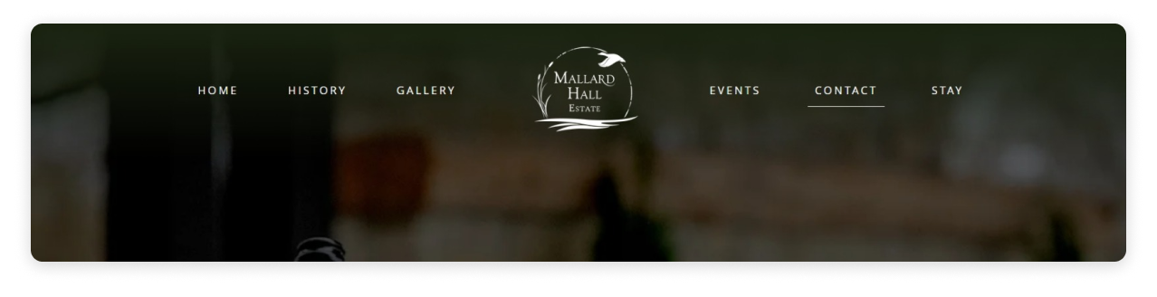 Comparison of the Mallard Hall website's navbar before and after the redesign.
